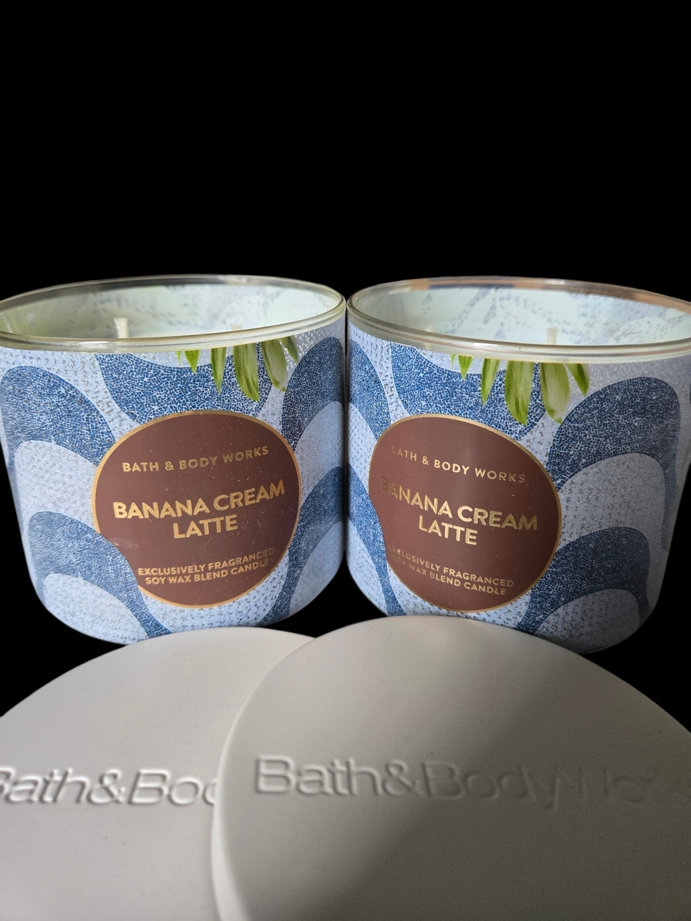 2pc Bath & Body Works Banana Cream Latte 3-Wick Candle - New!!